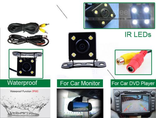 Wired hd lcd digital waterproof nightvision rearview parking auto ir camera kit