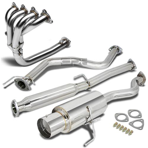 For 96-00 civic ej6 4.5&#034;muffler tip stainless steel catback+4-1 header exhaust