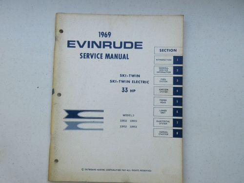 1969 evinrude outboard service manual 33 hp ski-twin / ski-twin electric