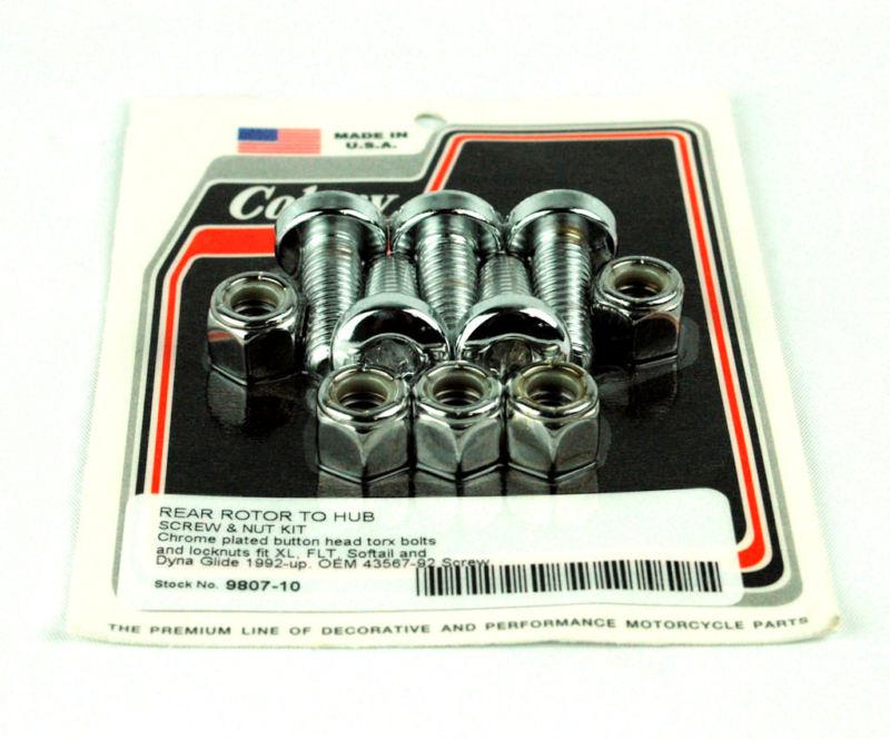 Chrome rear disc to hub bolt and nut kit with 3/8"-16 x 1 threads colony 9807-10