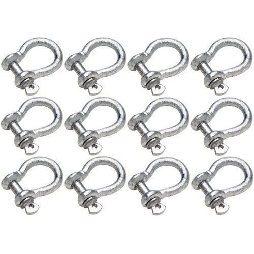 12 pack of 1 inch galvanized anchor shackles - 44,000 lbs breaking strength