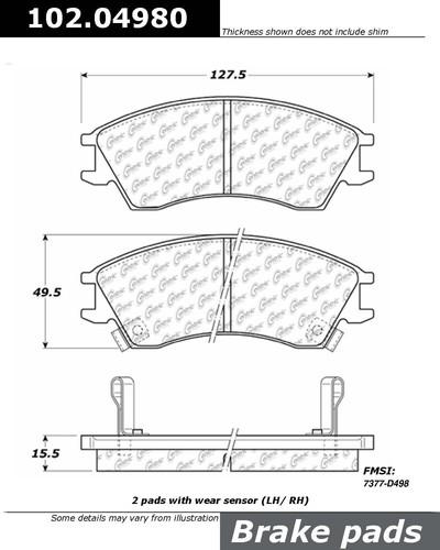 Centric 102.04980 brake pad or shoe, front-c-tek metallic brake pads-preferred