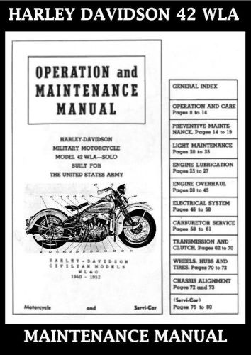 Harley davidson flathead 42 wla service motorcycle maintenance repair manual ~cd