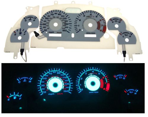 98-00 ford mustang ac auto autotechnic white reverse glow gauge face faces blue