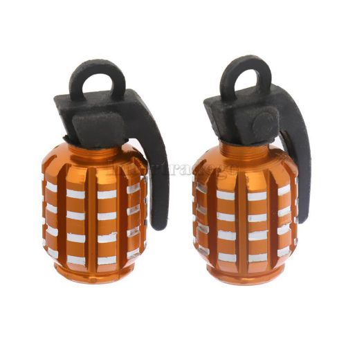 2pcs grenade shape wheel tire air valve stem caps protector universal golden