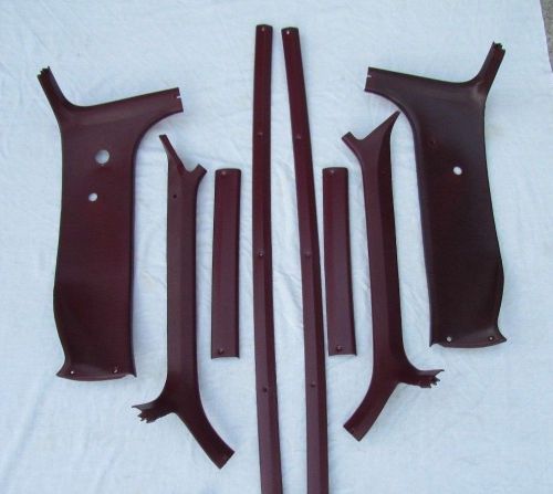 81-87 chevy gmc oem headliner trim set door panel visors maroon burgundy (maple)