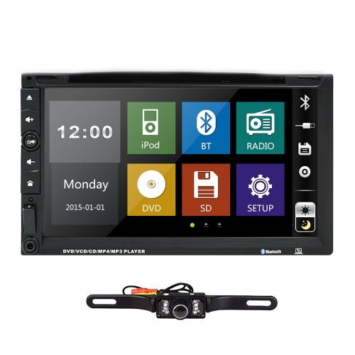 Double 2 din 7&#034; in dash stereo car dvd player bluetooth radio ipod sd/usb+camera