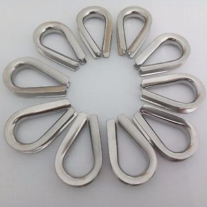 1/4&#034; wire rope cable thimble marine 316 stainless steel heavy duty 10 pcs