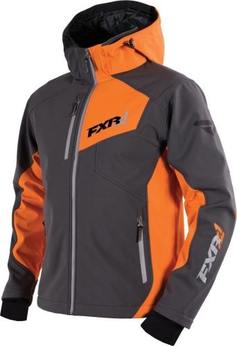 2016 fxr mens recoil softshell jacket charcoal/orange- removable hood-xl-2xl-3xl