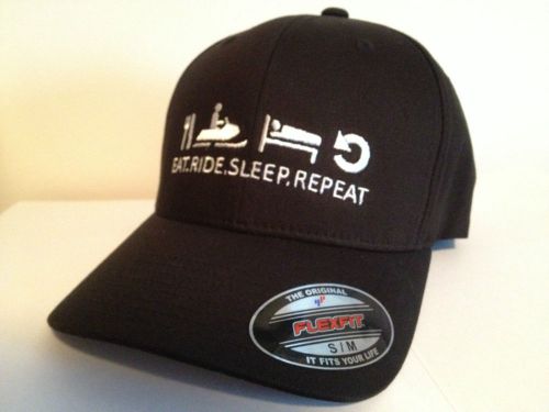 Eat, ride, sleep repeat snowmobiling (s/m) flexfit hat cap