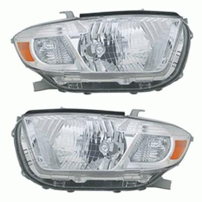 Highlander headlight headlamp assembly w/chrome pair set driver passenger side