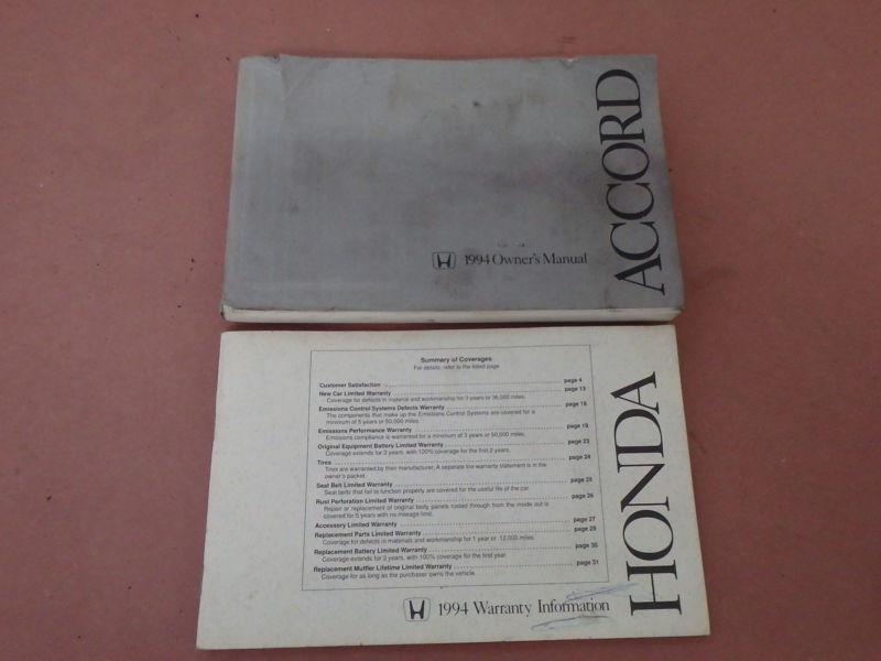 Honda accord 1994 owners manual book and warranty booklet