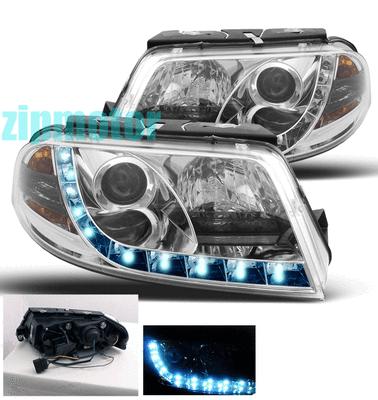 01-05 vw passat projector r8 led headlights lamp chrome