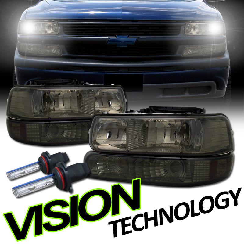 Hid+smoke head lights+turn signal bumper w/ amber 99-06 silverado/suburban/tahoe