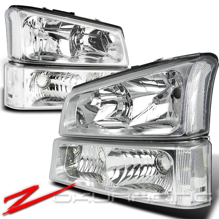 03-06 chevy silverado crystal head lights+bumper 4pc