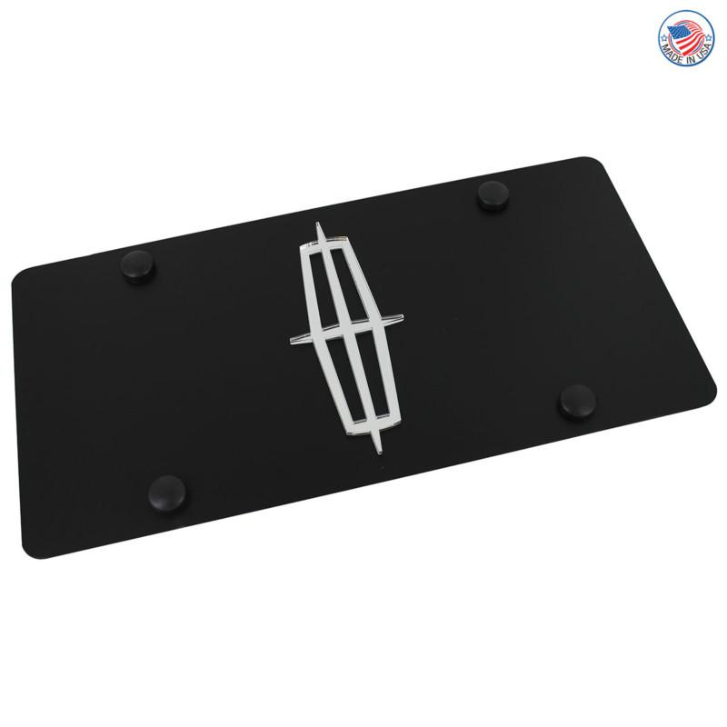 Lincoln  logo on carbon black stainless steel license plate