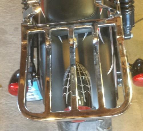 Chrome five bar luggage rack for softail sportster and dyna model harley