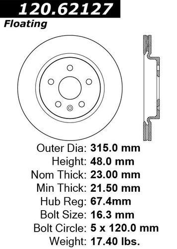 Centric 120.62127 rear brake rotor/disc-premium rotor-preferred