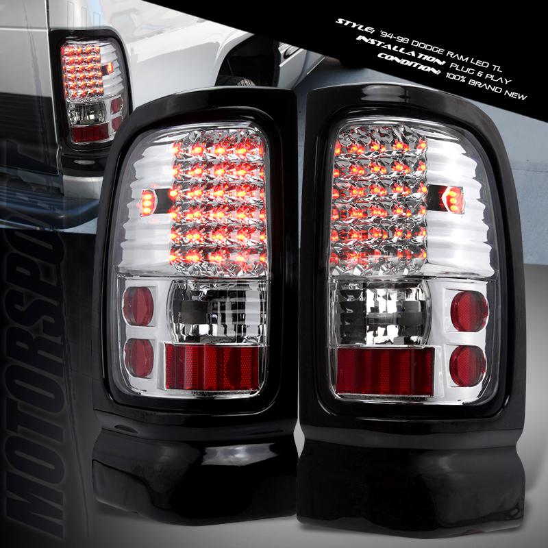 94-01 dodge ram pickup chrome led tail lights rear lamps driver passenger side