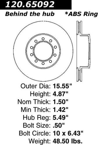 Centric 120.65092 rear brake rotor/disc-premium rotor-preferred