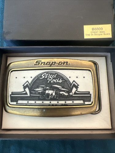 Vtg snap on tools belt buckle street rods solid brass racing collectible b8809