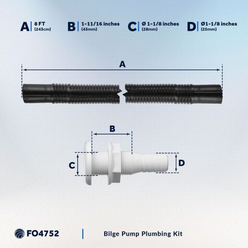 Five oceans bilge pump installation kit o.d. 1-1/8&#034; x 8ft bilge hose - fo4752