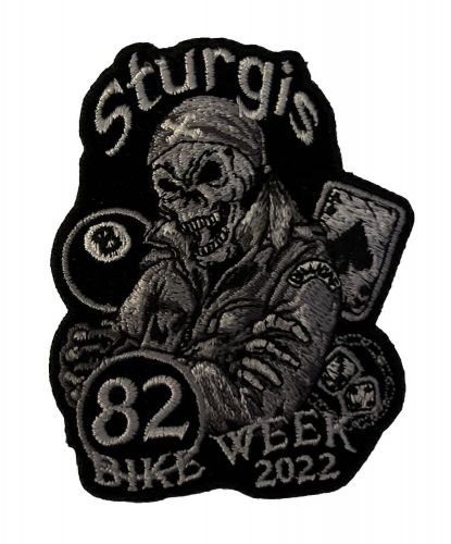 Sturgis 2022 bike rally motorcycle biker guy skeleton embroidered patch iron on