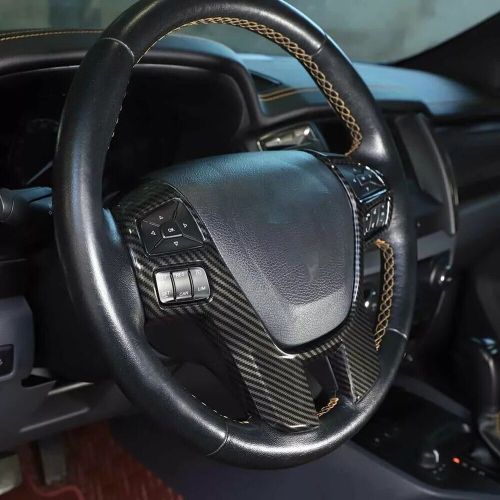 Carbon fiber steering wheel frame decorator cover for ford 2015-2022 easy to use