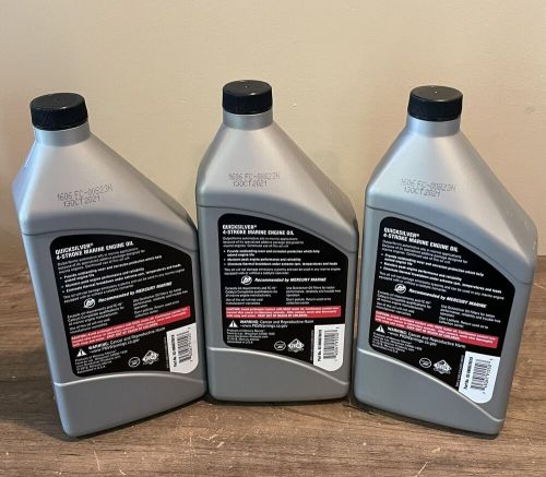 Lot of 3 mercury quicksilver 4-stroke 25w-40 engine oil 32oz 710-92-8m0078619