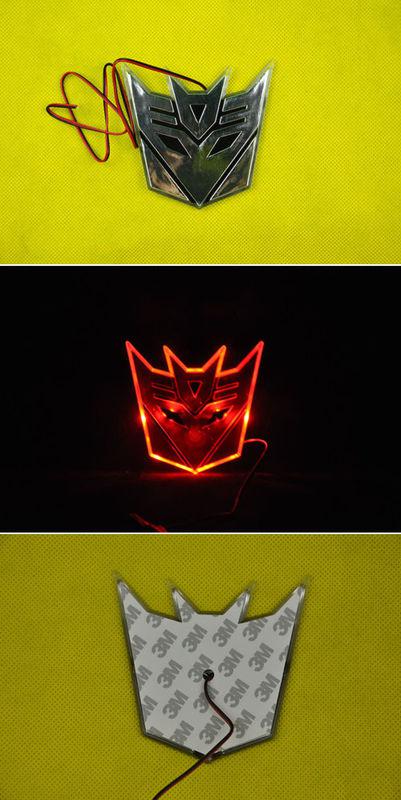 3d waterproof led transformers decepticon emblem badge decal car sticker red