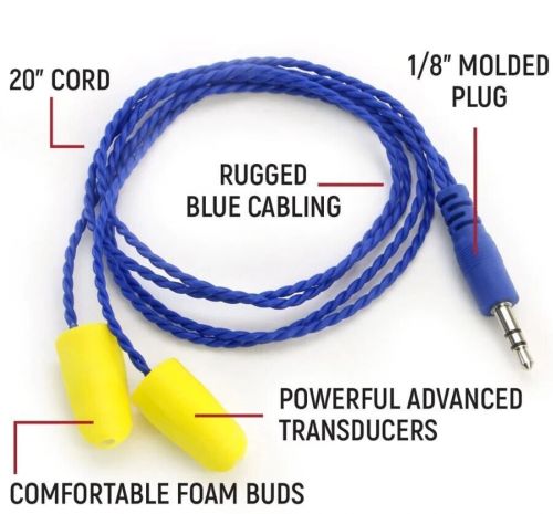 Rugged radios alpha bud foam ear bud speakers w/ 1/8&#034; plug stereo 20&#034; cord