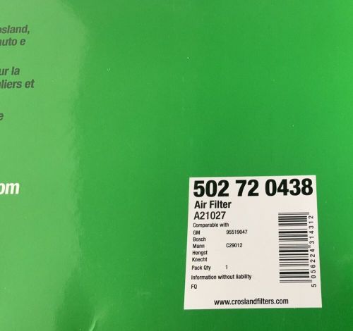 Crosland air filter 502720438 vauxhall insignia 08-14, new