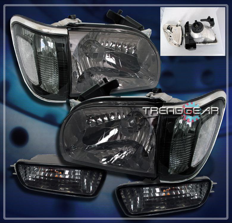 01-04 toyota tacoma pickup crystal head light+corner+bumper signal set jdm smoke