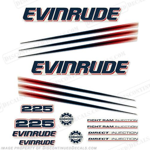 Fits evinrude 225hp bombardier decals 2002 - 2006