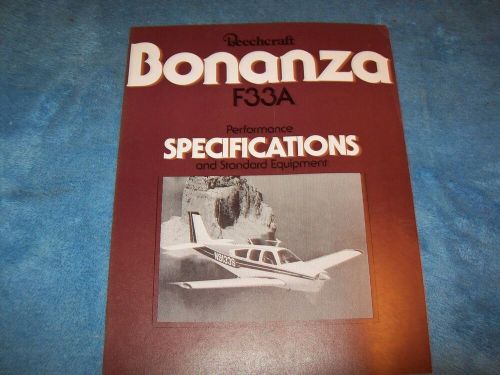 Beechcraft bonanza f33a performance, specification, and standard equipment 1977