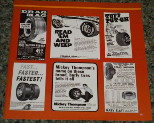 ★1969-72 racing tire ads picture feature print 70s mickey thompson formula 1-2