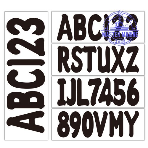 Black alpha-numeric registration identification numbers stickers decals for boat