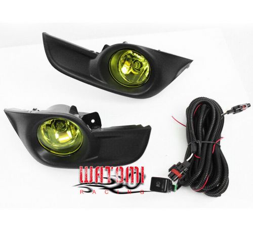 Bumper yellow fog lights lamp w/cover for 13-15 altima sedan 4dr left+right pair