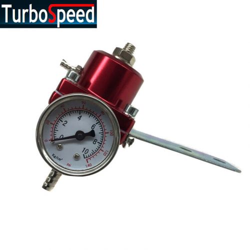 Aluminum fuel pressure regulator fpr 0-140 psi gauge/hose red turbo universal