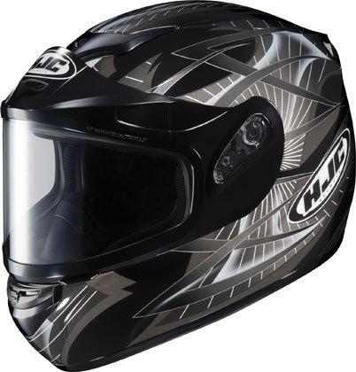 Hjc cs-r2sn storm dual lens black silver silver snow helmet adult md medium