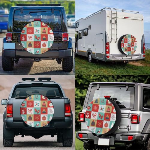 Merry christmas checkered tire cover waterproof and dustproof tire cover