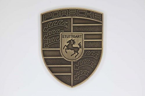 3 inch 3&#034; brass look custom porsche hood crest emblem badge