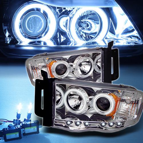 8000k slim xenon hid+ 02-05 dodge ram ccfl halo projector led headlights lights