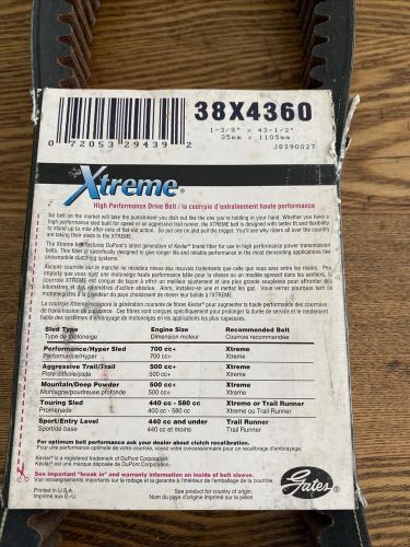 Gates xtreme 38x4360 drive belt, 1.39&#034; x 43.30&#034;: 1998-2001, 2003 ski doo (nos)