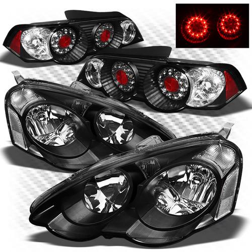 02-04 rsx jdm black headlights (clear refl.) + philips-led perform tail lights