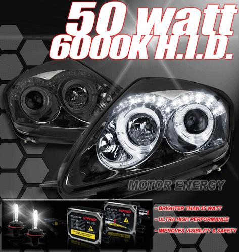 2000-2005 eclipse halo drl led projector headlights+50w hid smoke 2002 2003 2004