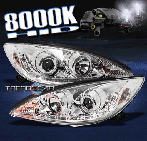 02-06 toyota camry drl led jdm chrome projector headlights w/hid 8000k 03 04 05