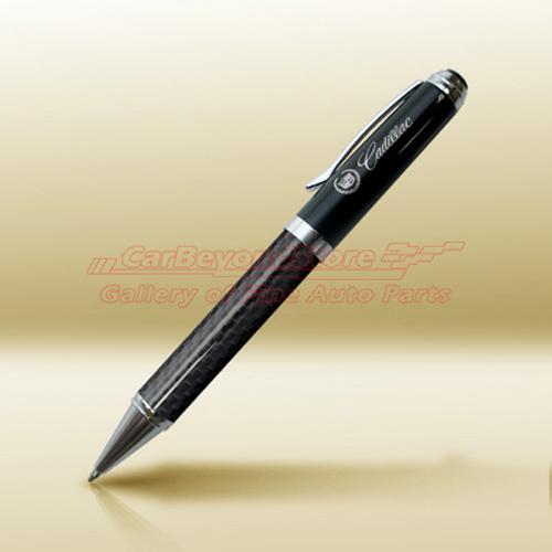 Cadillac black real carbon fiber twist-action rollerball pen, licensed, + gift