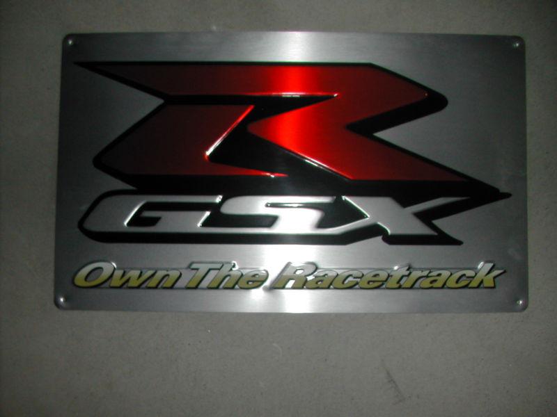 Suzuki  gsx-r own the racetrack metal sign