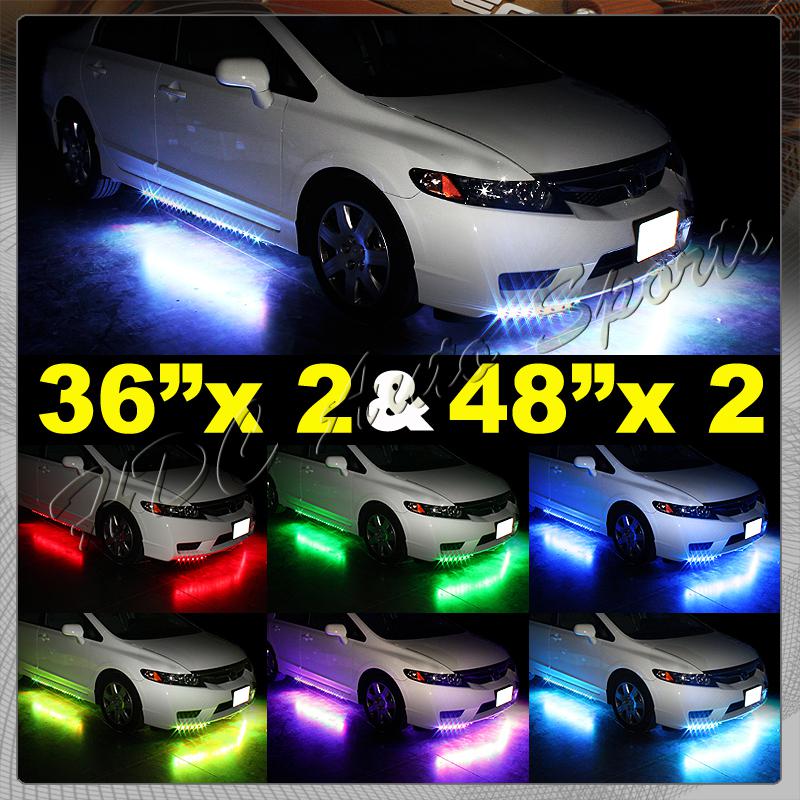 7 color underbody under glow neon led lights+brown controller - (2)48" (2)36"